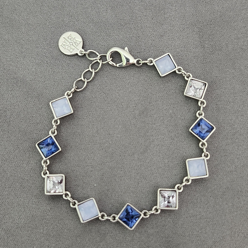 White House Black Market Silver Bracelet with Blue and White Accents